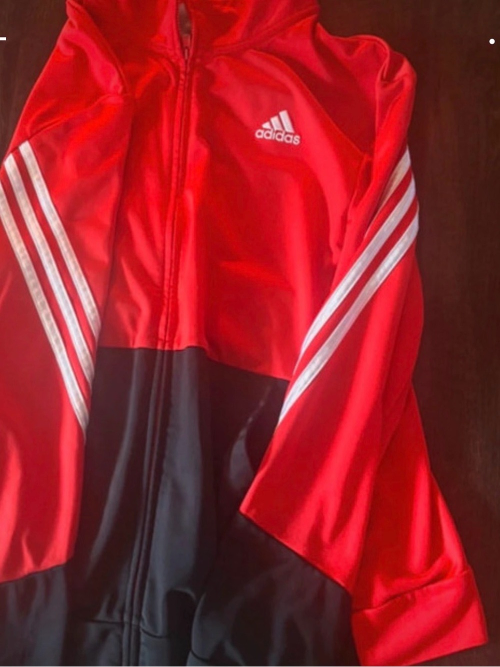 adidas Red and Black Boy’s Swim Rash Guard Jacket with White Stripe